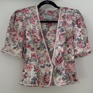 Vintage 80s floral puff sleeve blazer by Jonathan Tait